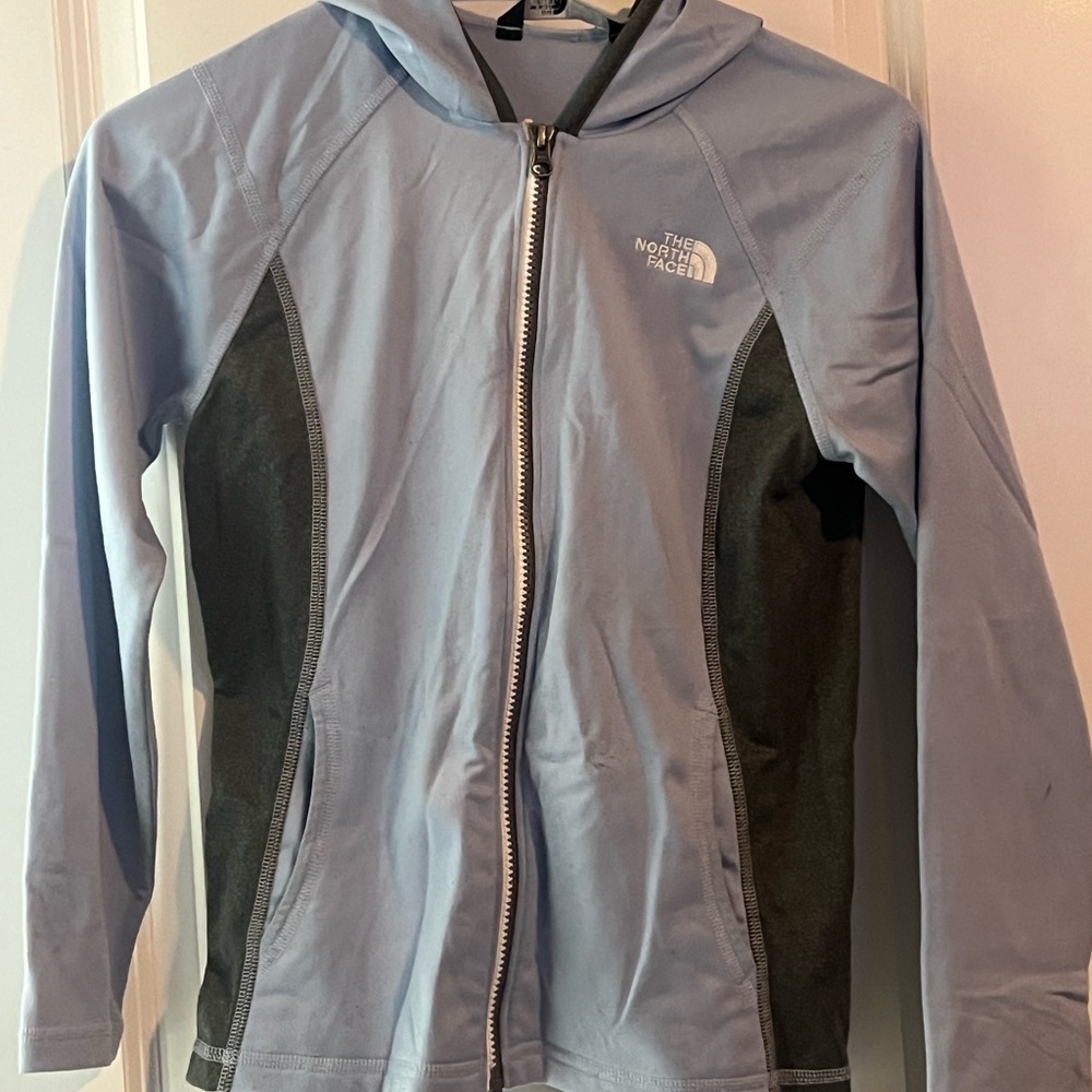 Authentic The North Face Blue Raincoat with Hood and Slim Fit